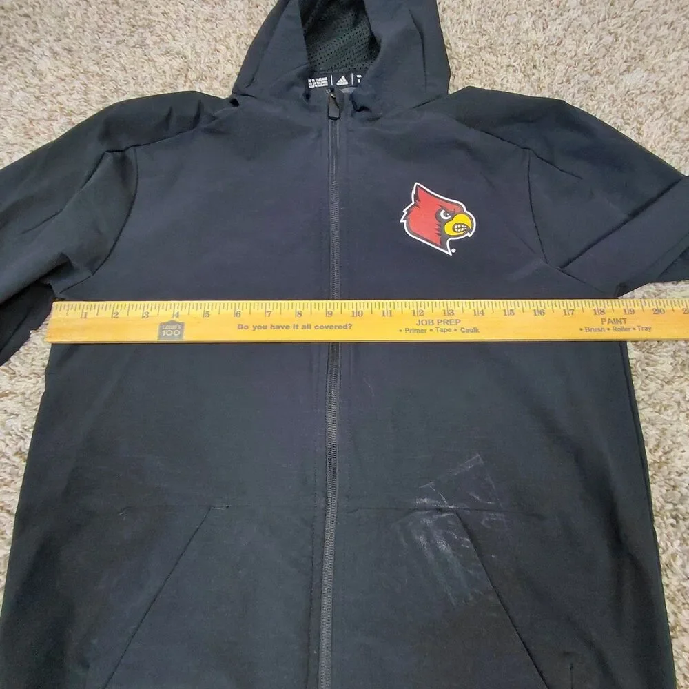 Adidas Louisville Cardinals Performance Jacket Mens Small Black Full Zip Hooded